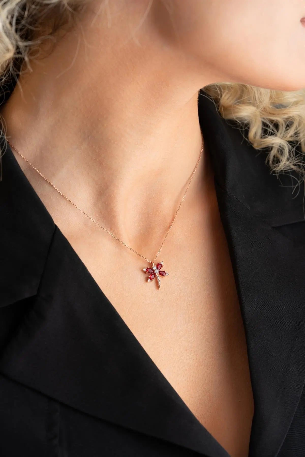 Red Zircon Stone Yusufcuk Model Sans Necklace Sterla jewelry