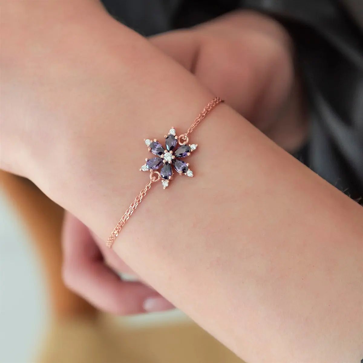 Purple Flower  Bracelet Sterla jewelry