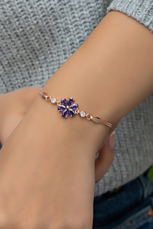 Amethyst Stone Leaf Flower Bracelet