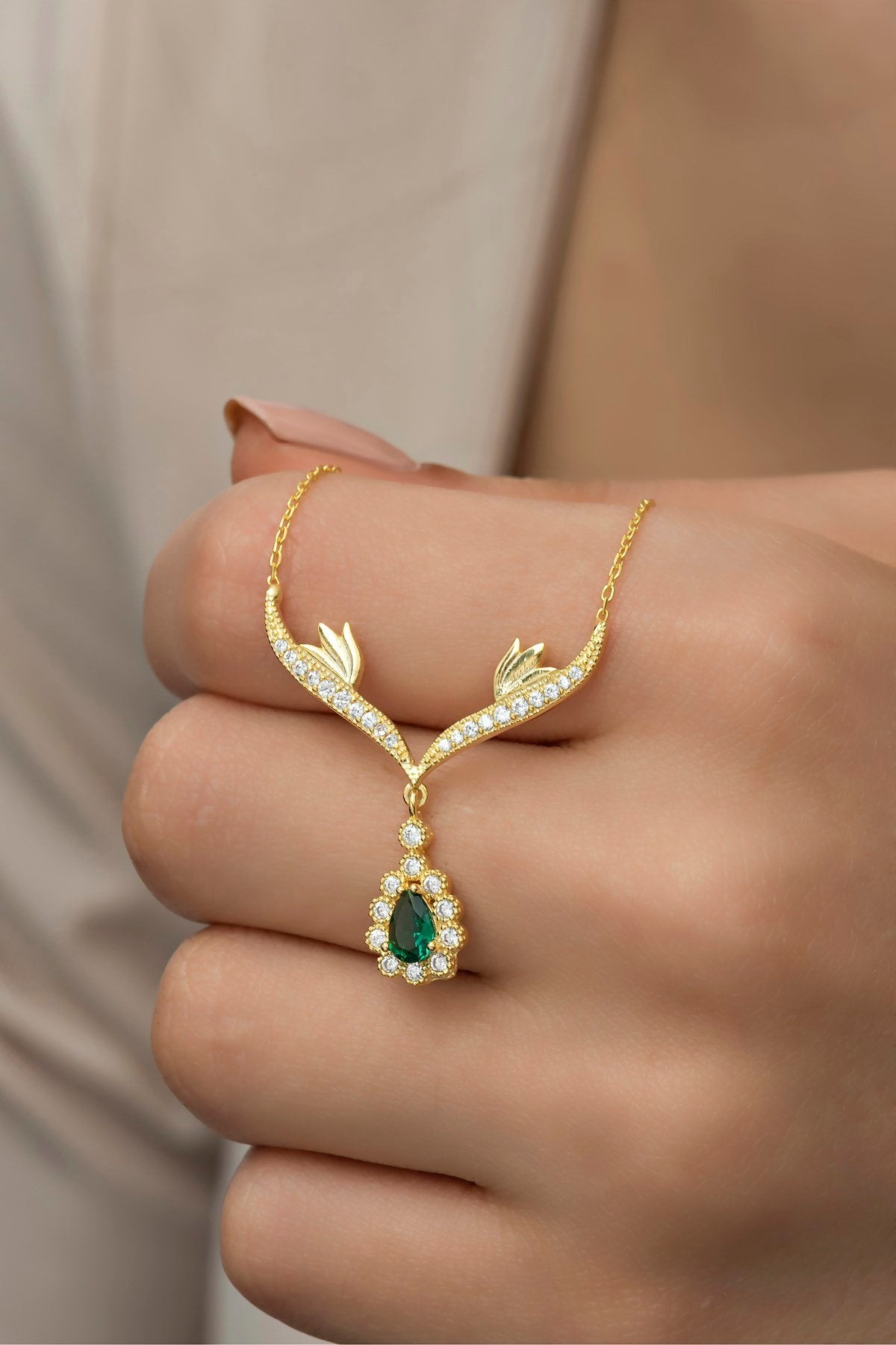 Emerald lvy Gold plated Necklace