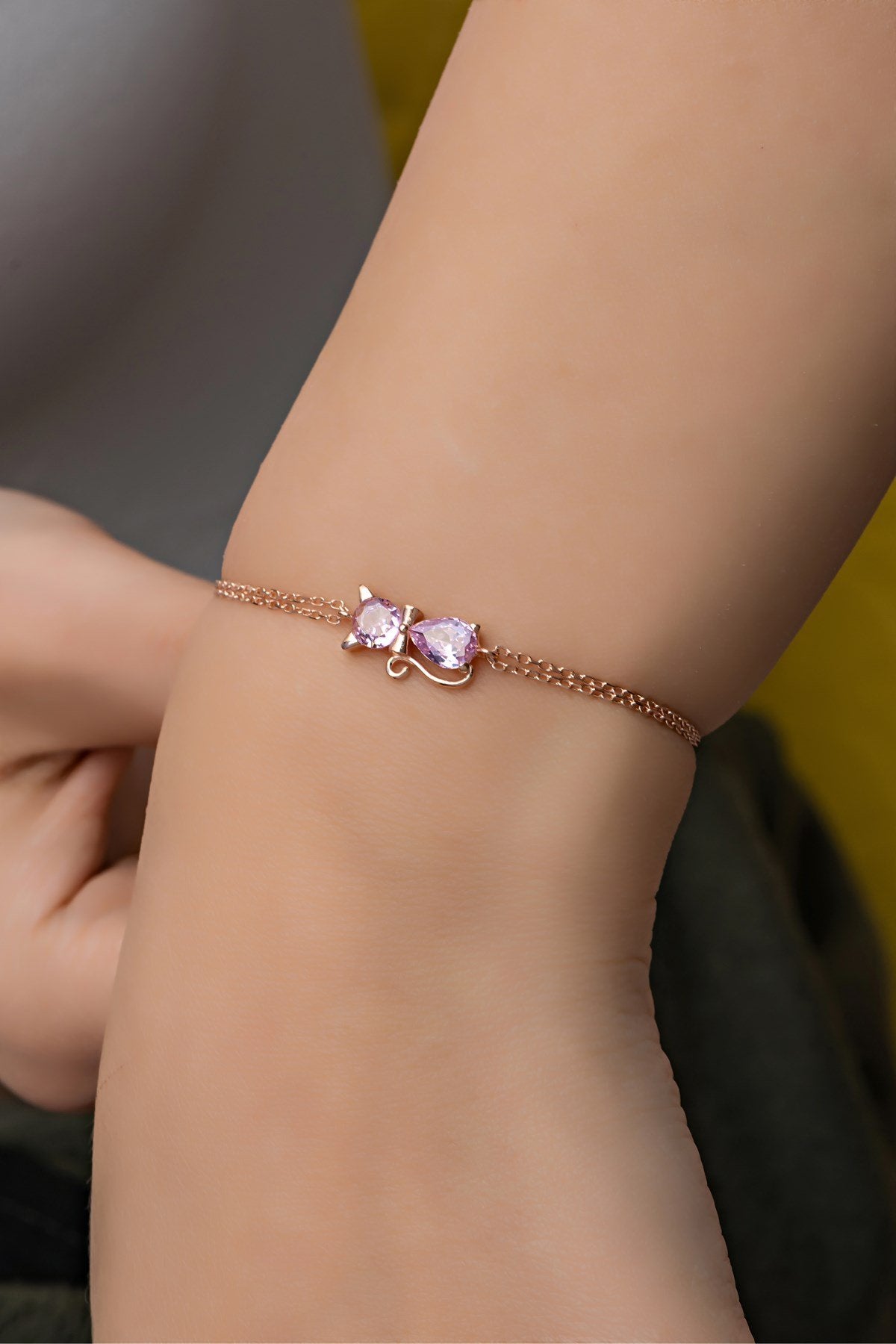 Pink Morganite Cat Bracelet