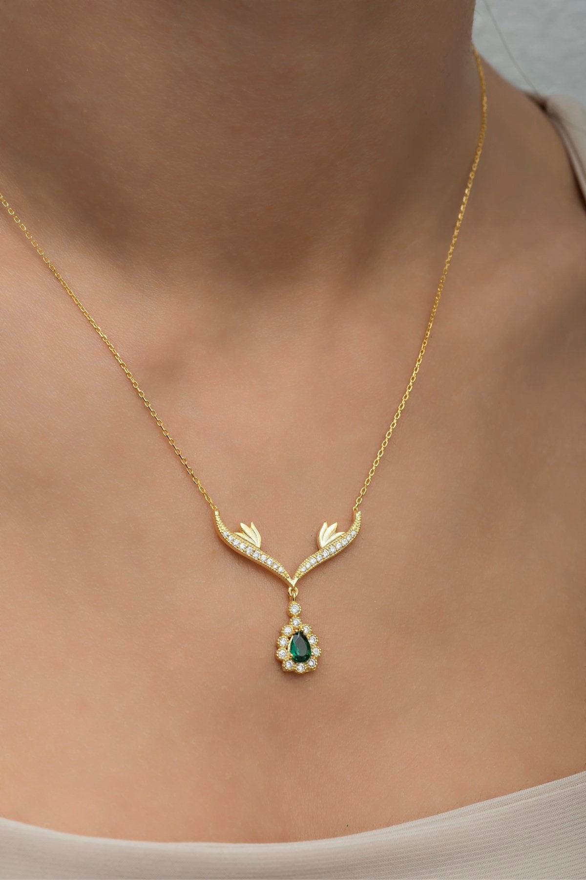 Emerald lvy Gold plated Necklace