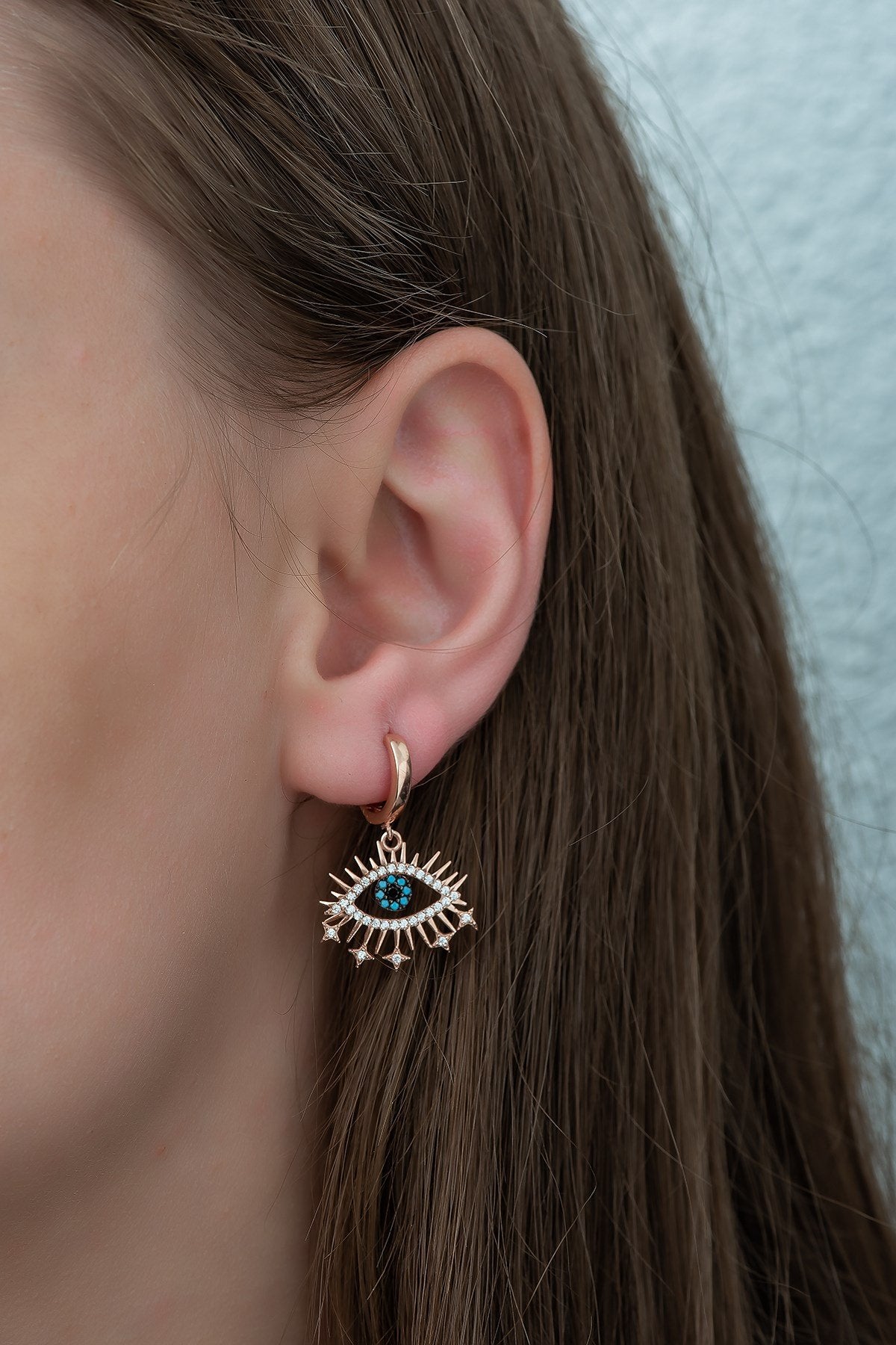 Shimmering Evil Eye Hoops