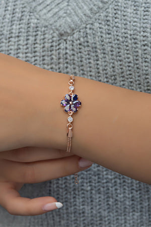 Amethyst Stone Leaf Flower Bracelet