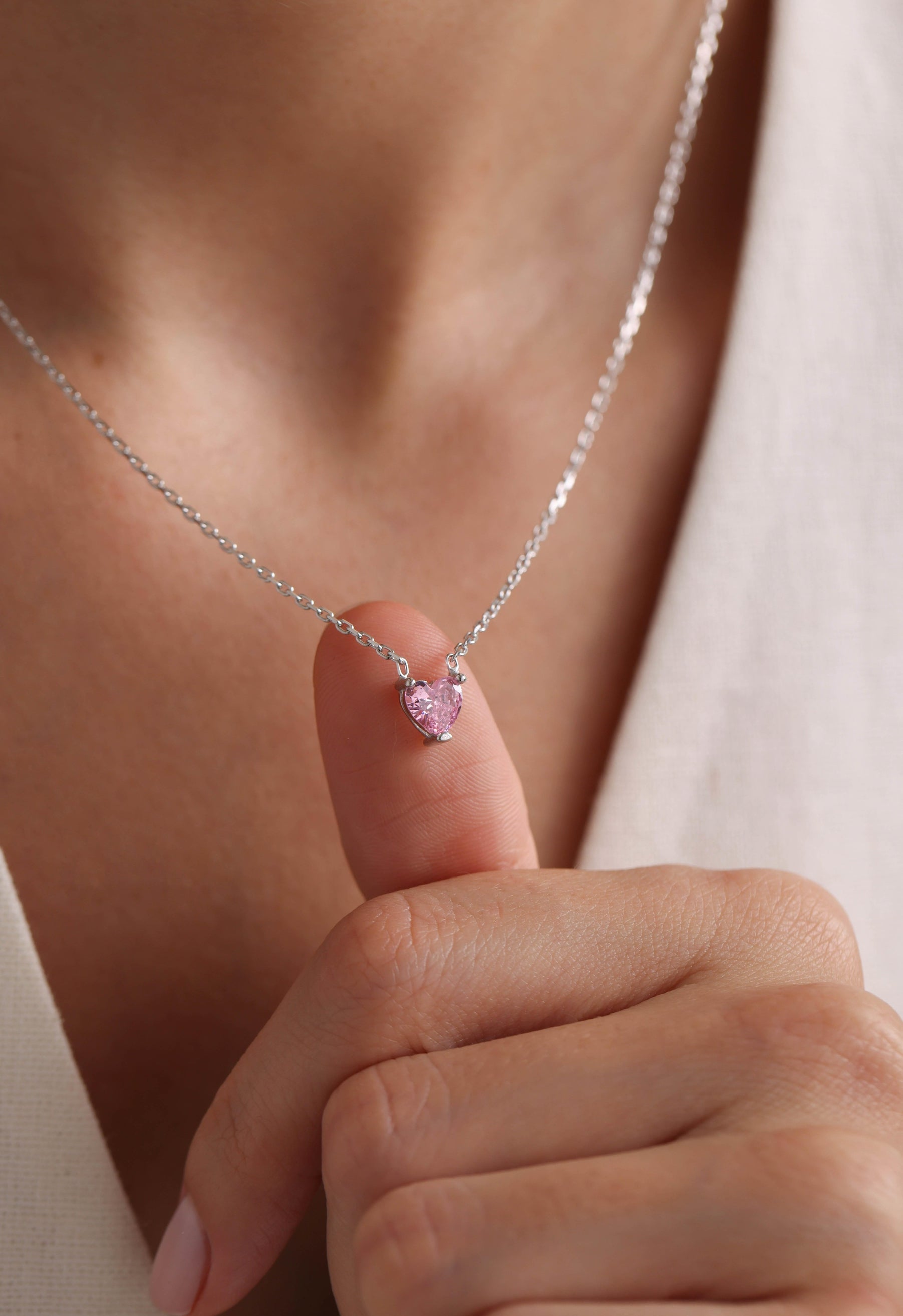 Pink morganite stone heart Necklace
