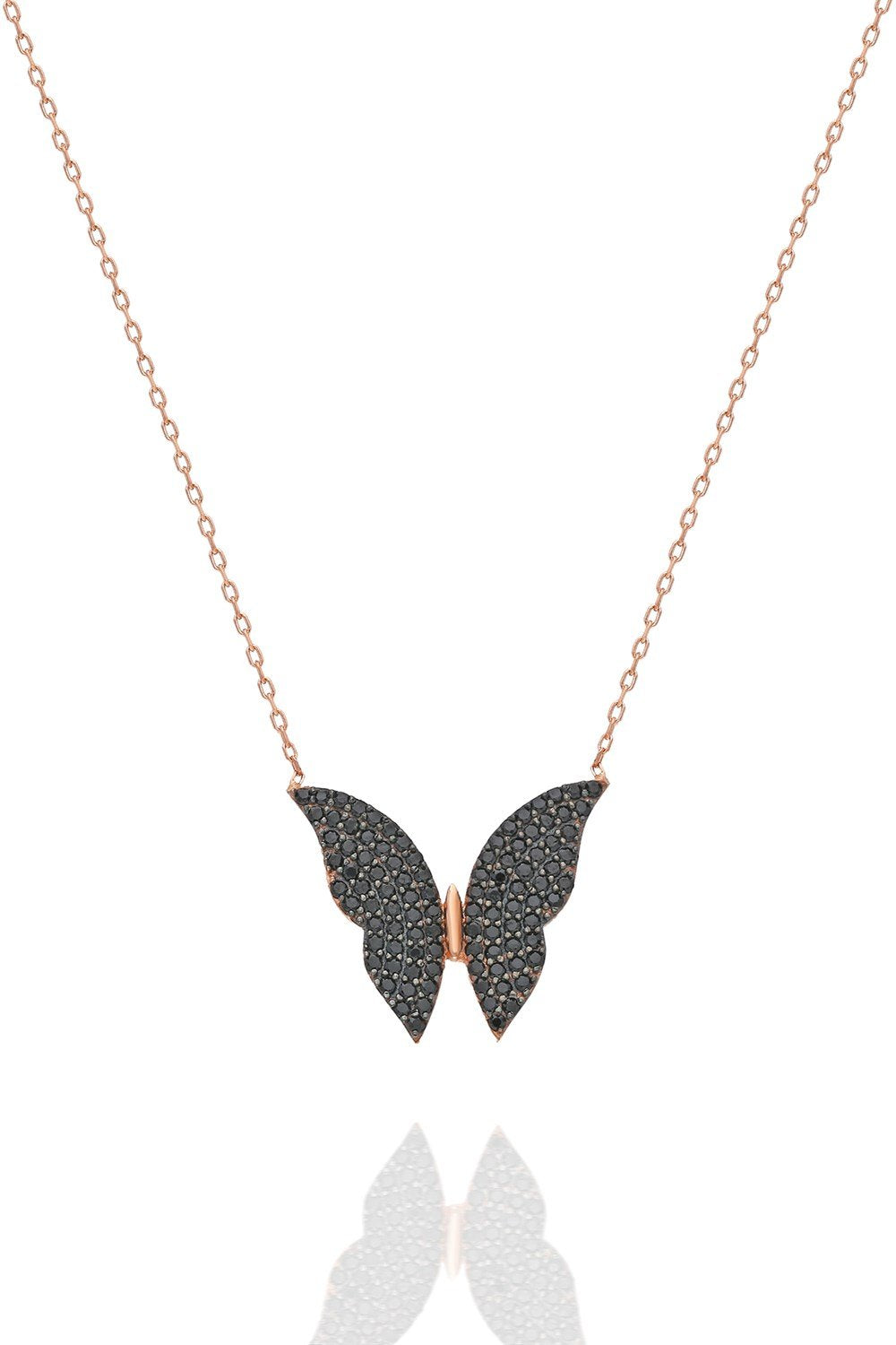 Butterfly Necklace with Black zircon stones