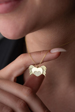 Winged Heart Gold plated Necklace
