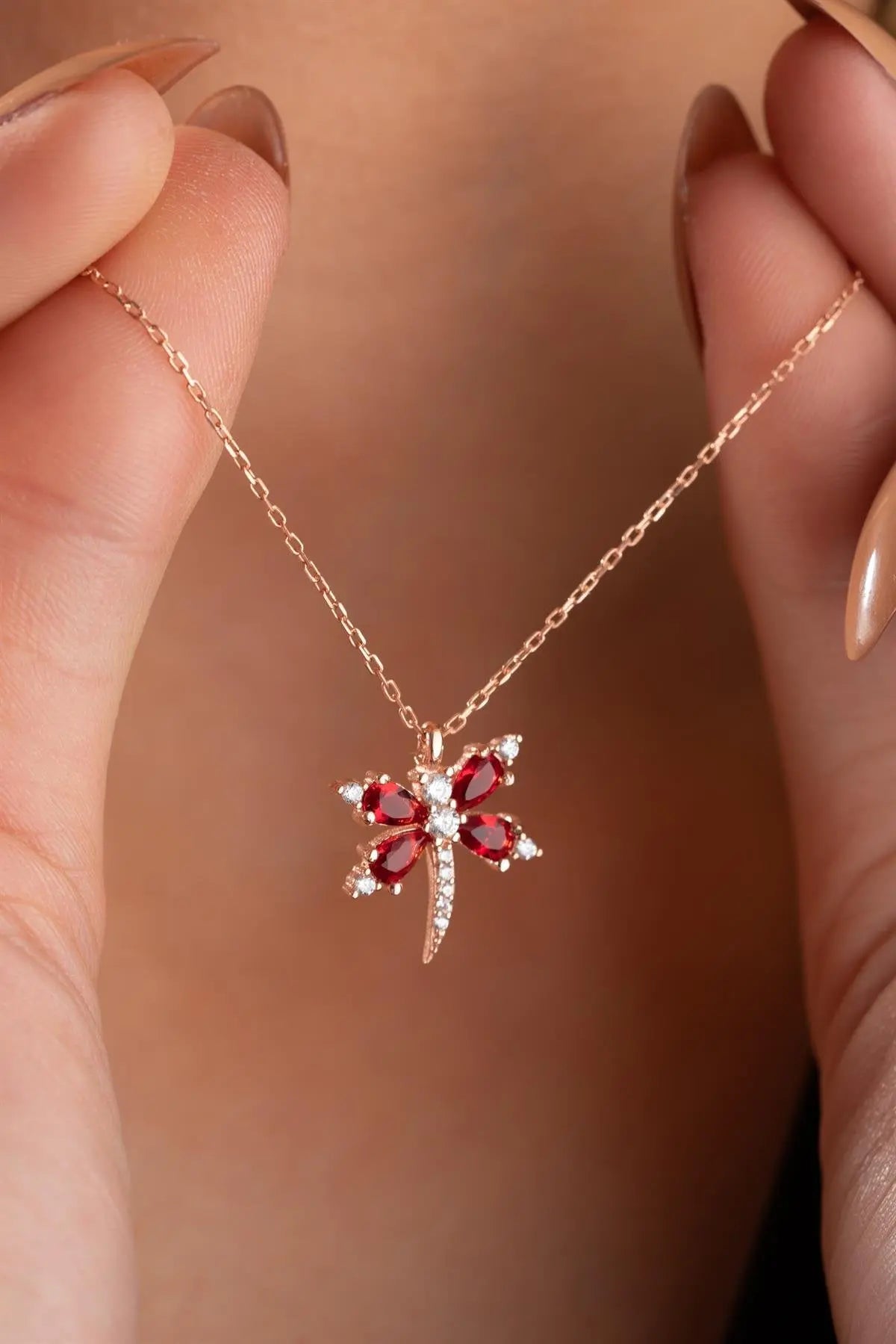 Red Zircon Stone Yusufcuk Model Sans Necklace Sterla jewelry