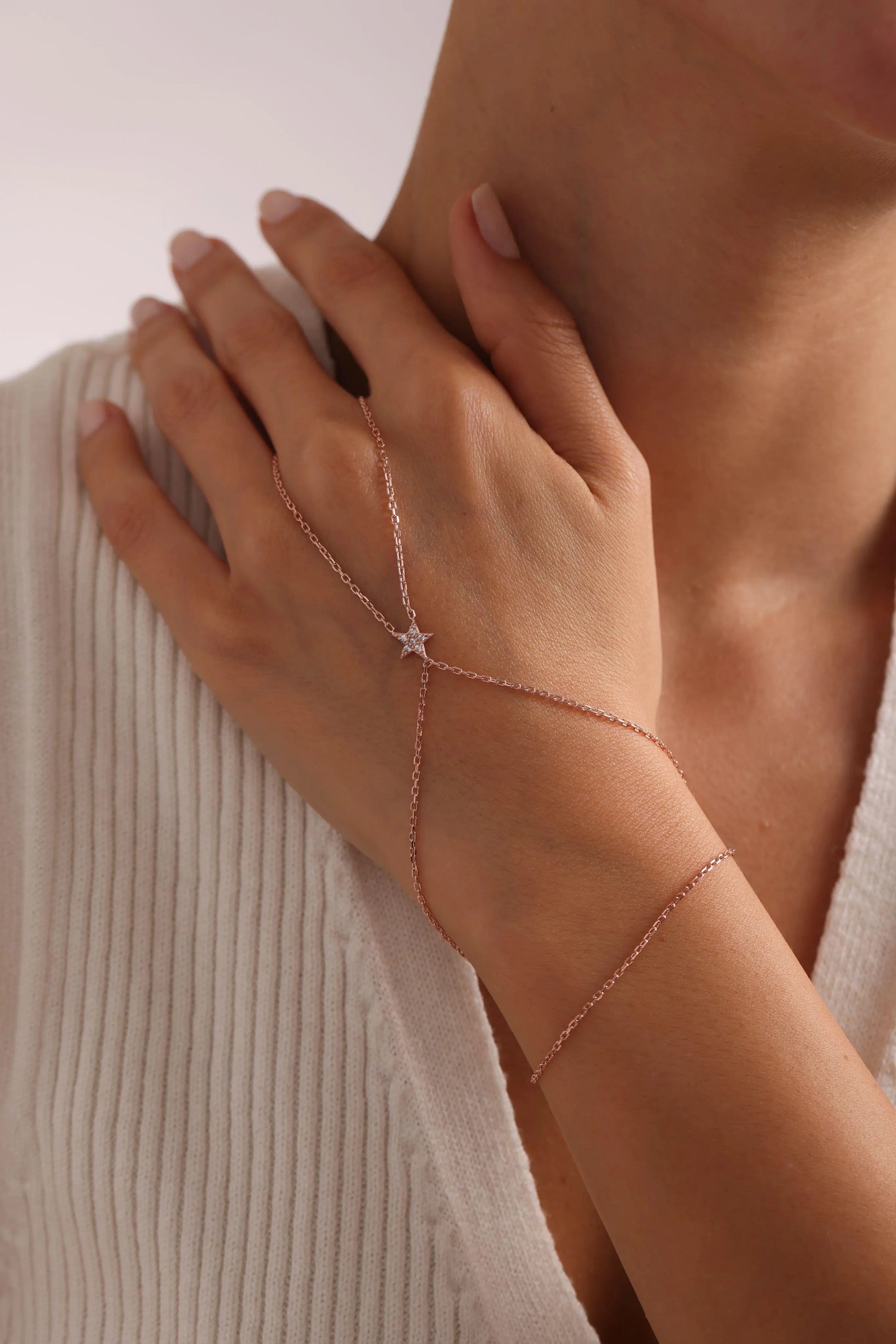 Rose Plated Star Model Sahmeran Bracelet Sterla jewelry