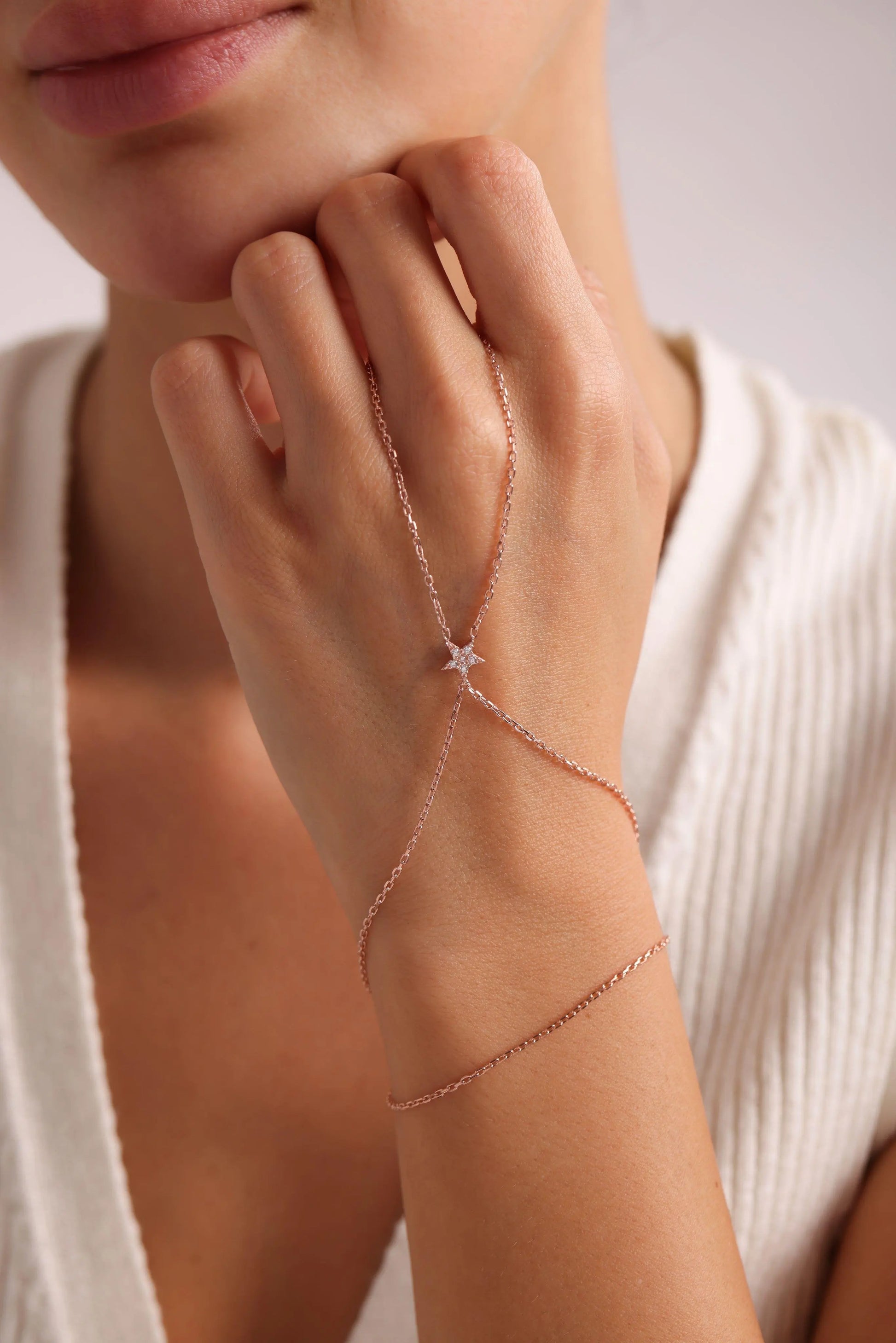 Rose Plated Star Model Sahmeran Bracelet Sterla jewelry