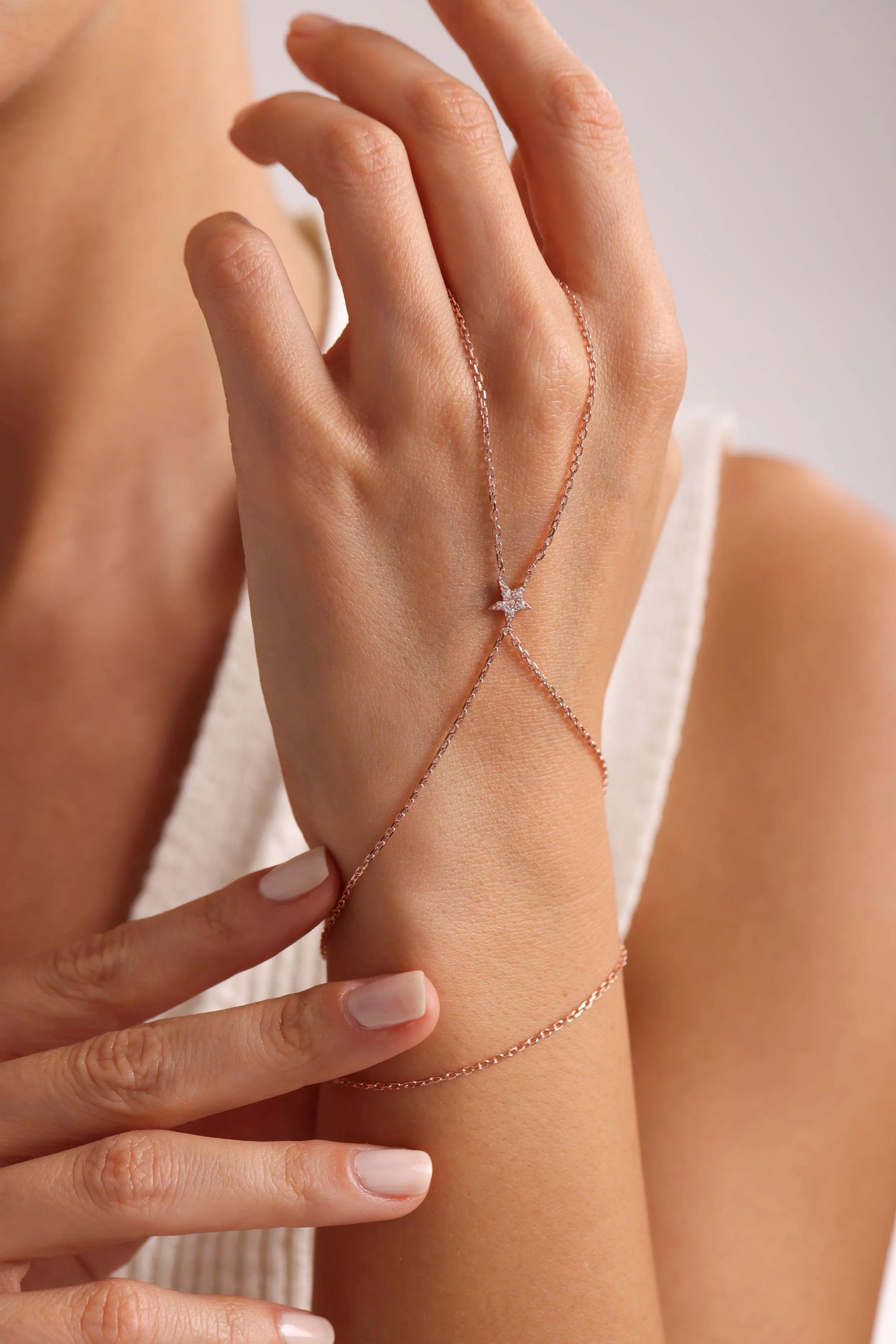 Rose Plated Star Model Sahmeran Bracelet Sterla jewelry