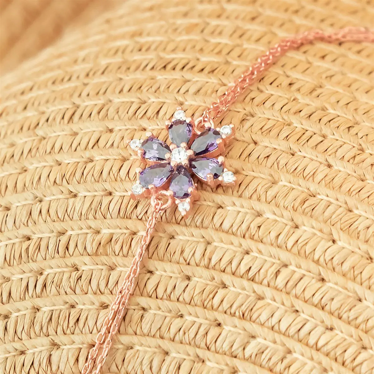 Purple Flower  Bracelet Sterla jewelry