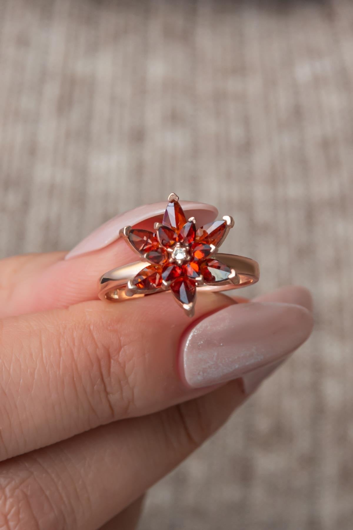 Red Lotus Flower Ring