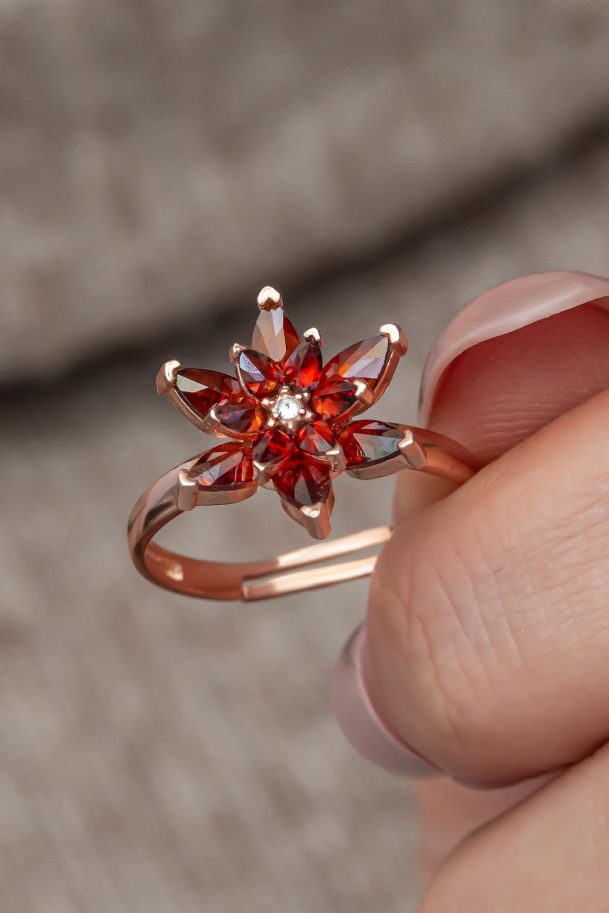 Red Lotus Flower Ring