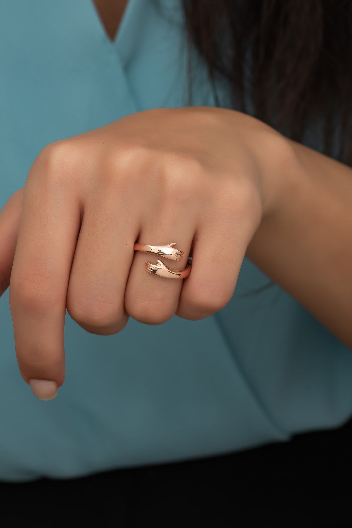 Rose Hugging Hands Ring