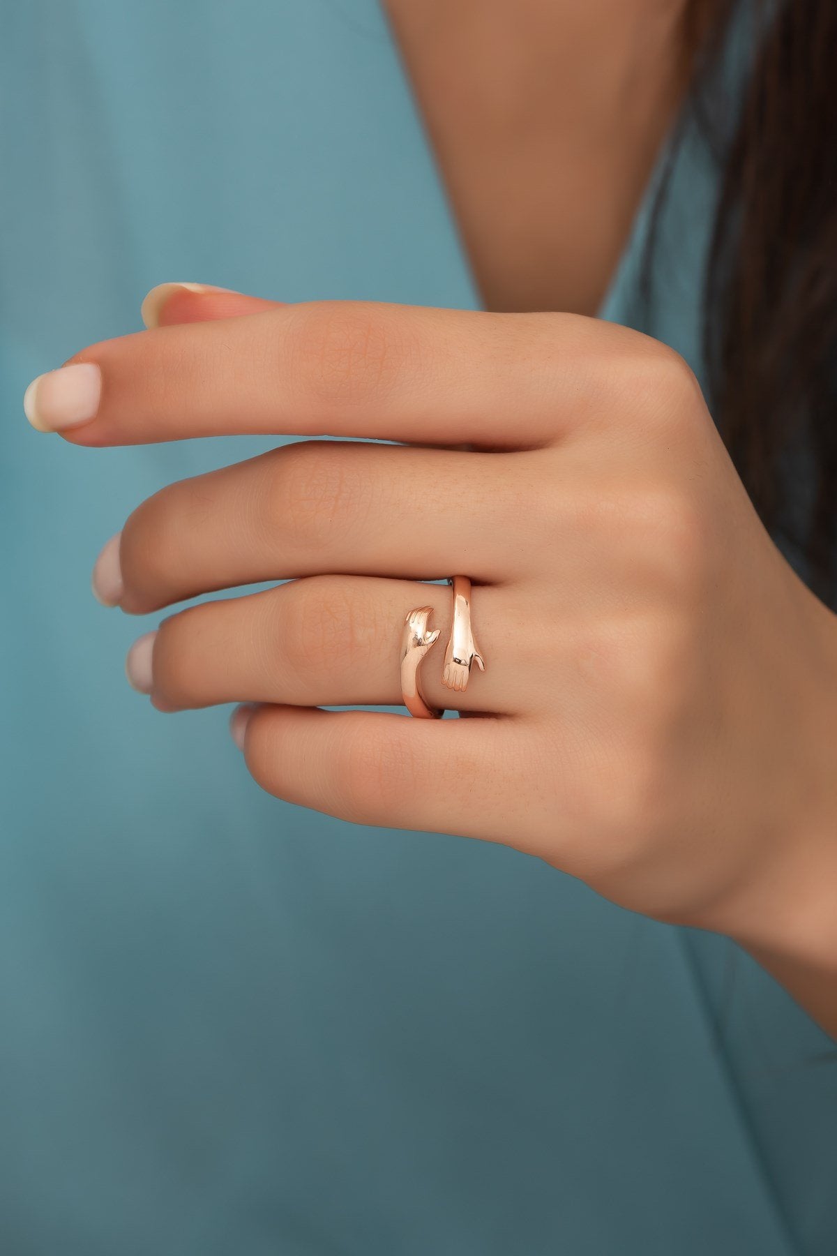 Rose Hugging Hands Ring