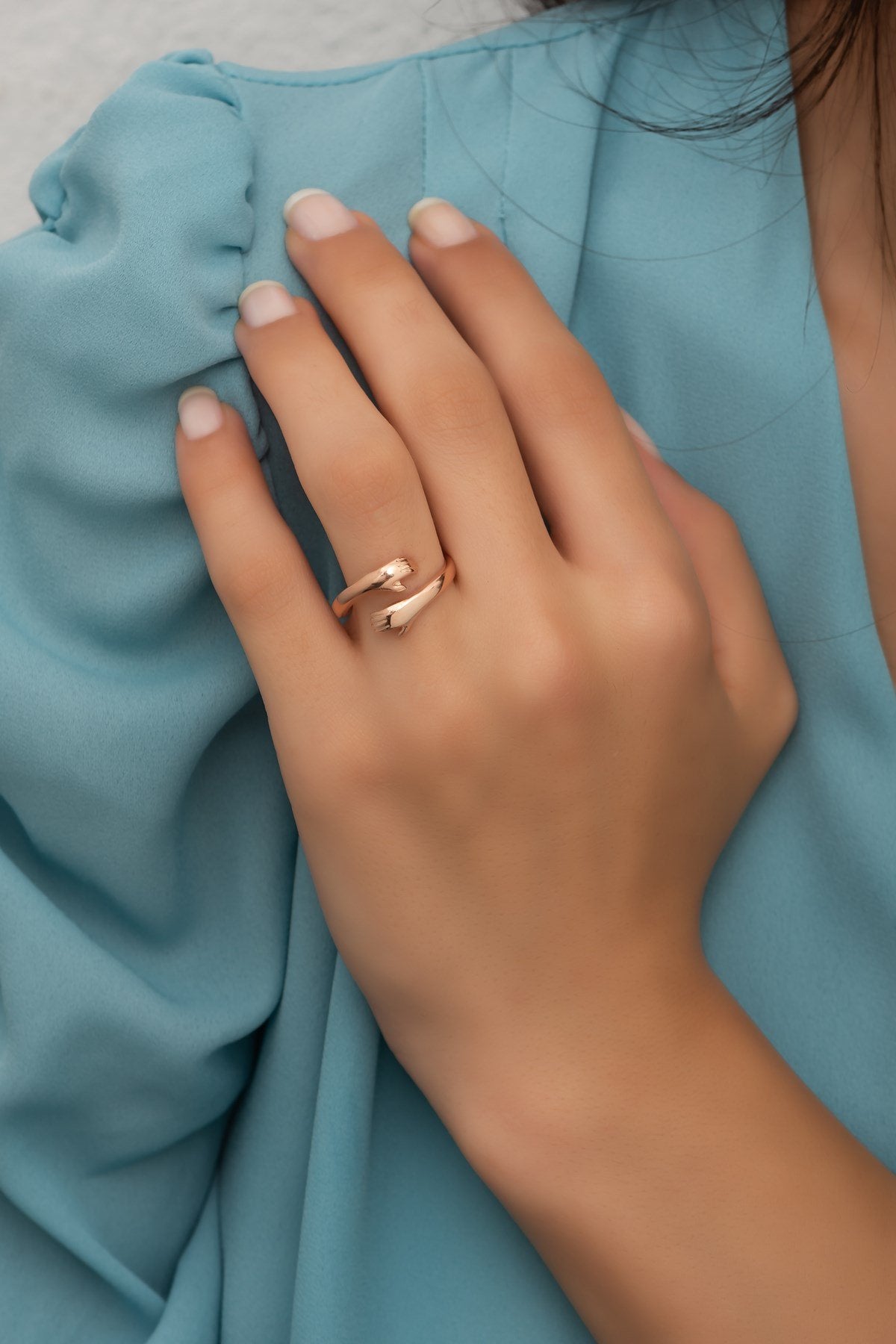 Rose Hugging Hands Ring