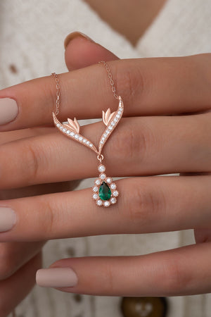 Emerald Halo Drop Necklace