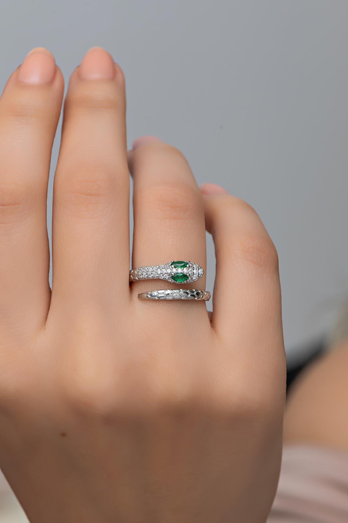 Rhodium Plated Snake Ring