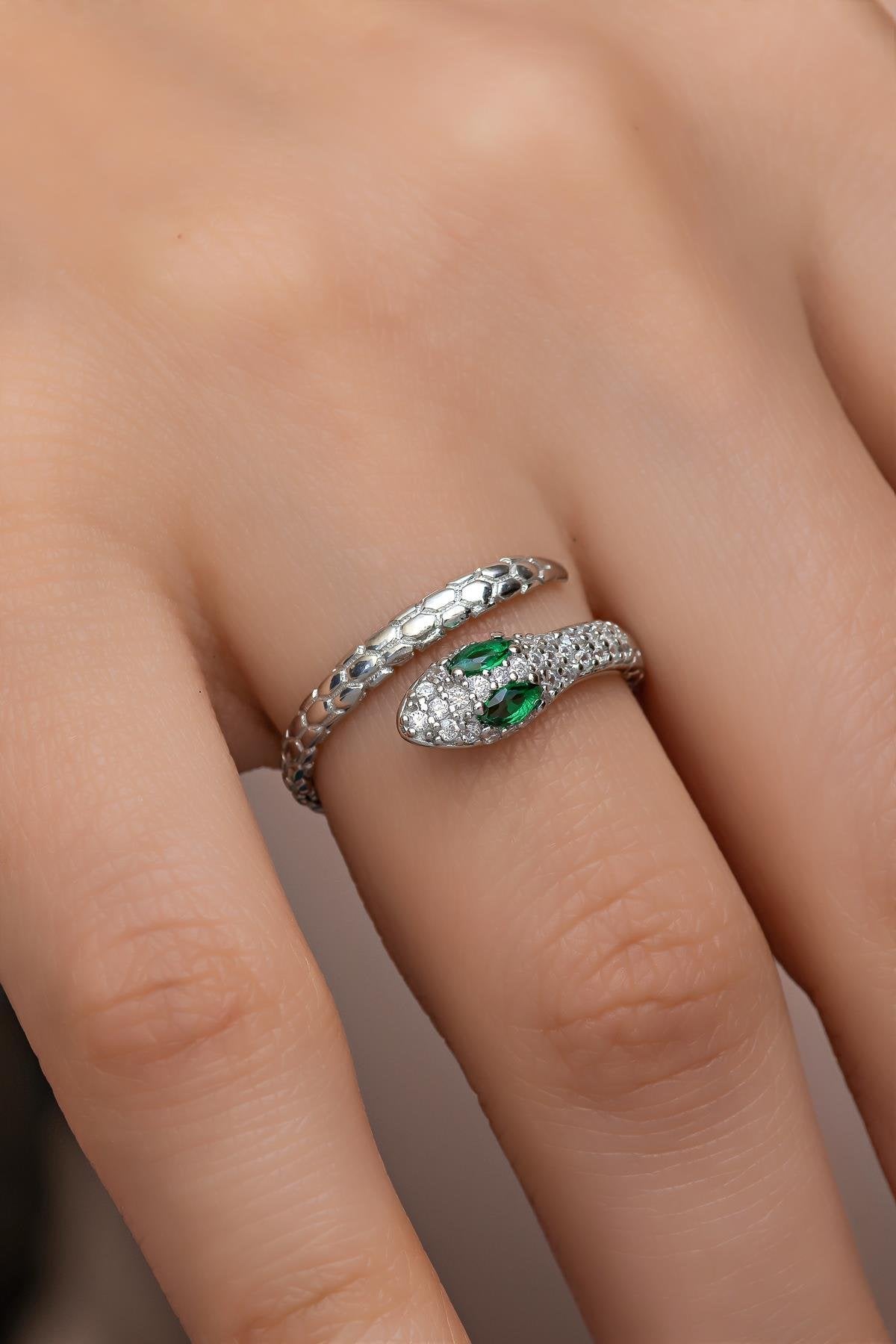 Rhodium Plated Snake Ring