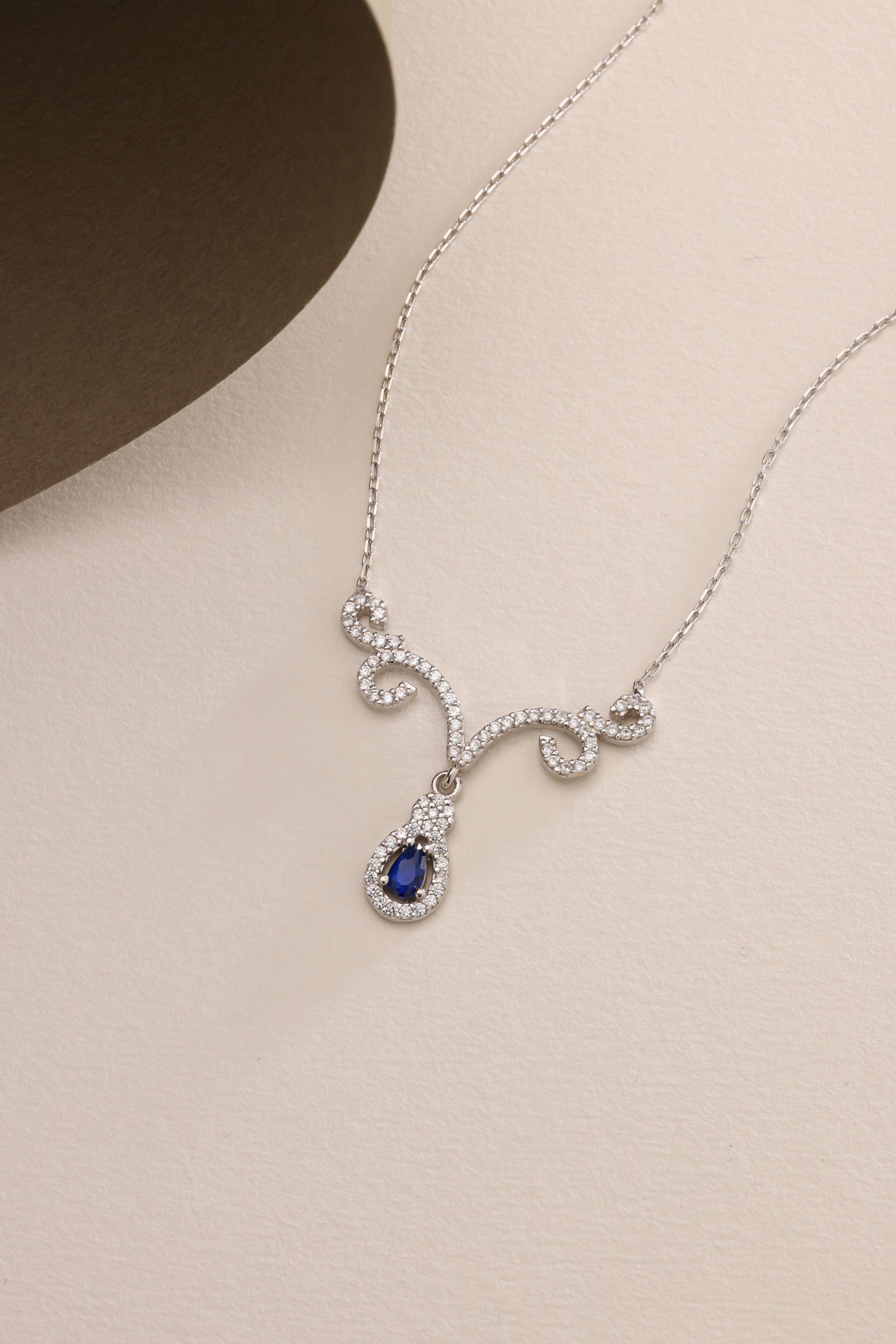 Blue Sapphire Swirl Necklace