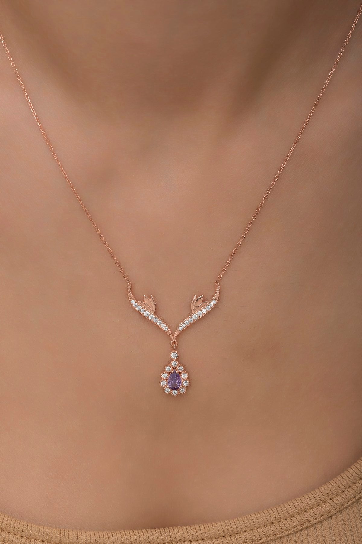 Amethyst Sone Drop Necklace