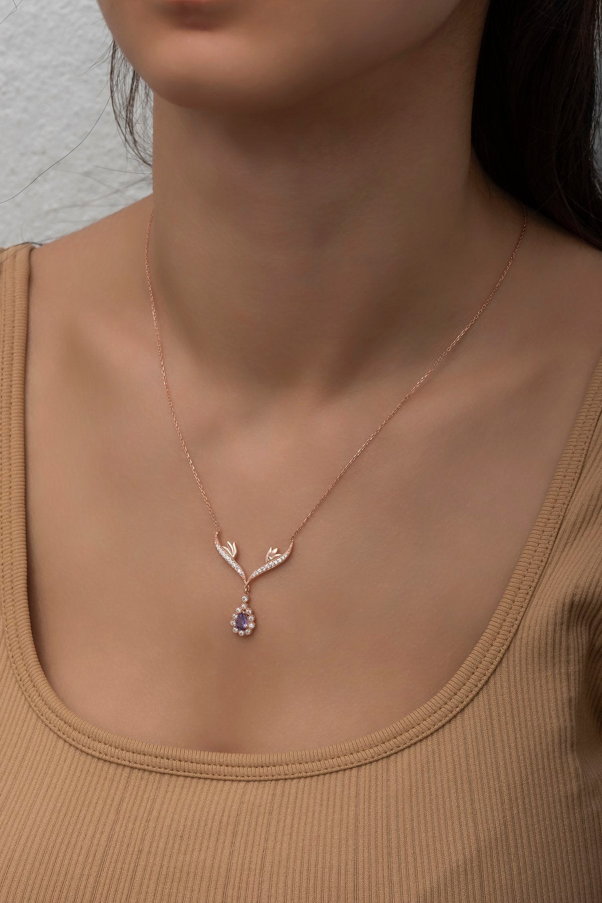 Amethyst Sone Drop Necklace